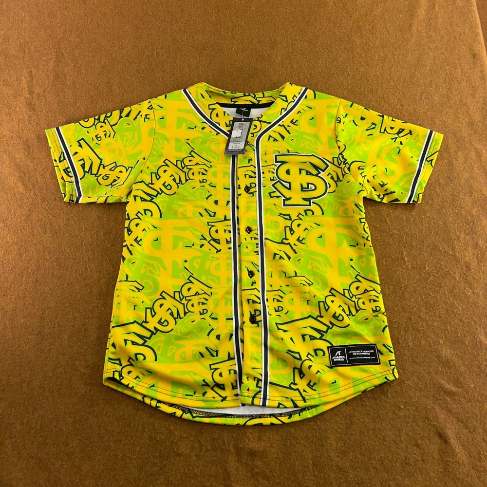 Athlete's Thread Mens Medium Yellow USF Bulls Graffiti Baseball Jersey NWT
